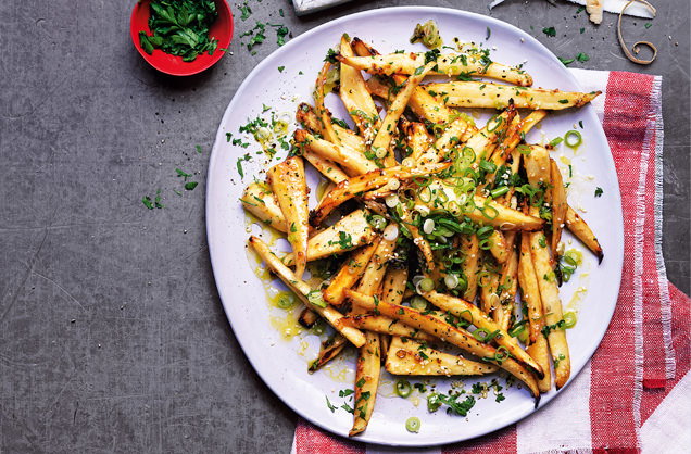 Miso and honey baked parsnips