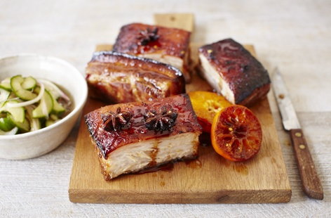 This stunning roast pork belly dish is made with a soy, star anise and clementine marinade, giving it an aromatic oriental twist